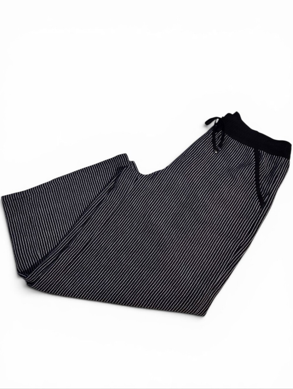 🆕️ Max Studio Black & White Striped Pull-on Cropped Wide Leg Pant Womens Large - Picture 6 of 11